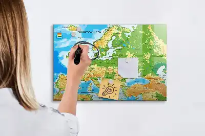 Mapa-múndi geográfico quadro para desenhar magnético