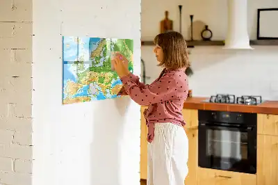 Mapa-múndi geográfico quadro para desenhar magnético