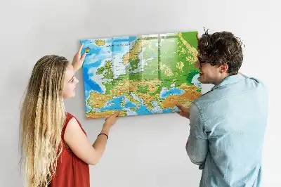 Mapa-múndi geográfico quadro para desenhar magnético
