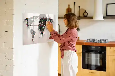 Quadro magnético para desenho estampa de mapa-múndi abstrato