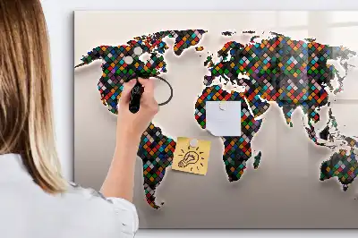 Quadro magnético para desenho estampa de mapa-múndi abstrato