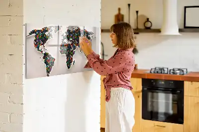 Quadro magnético para desenho estampa de mapa-múndi abstrato