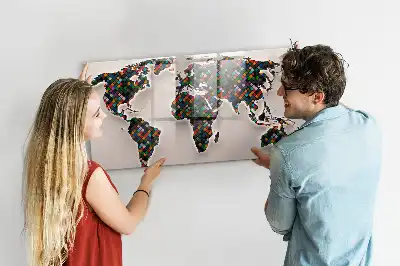 Quadro magnético para desenho estampa de mapa-múndi abstrato