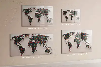 Quadro magnético para desenho estampa de mapa-múndi abstrato