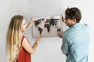 Quadro magnético para desenho estampa de mapa-múndi abstrato