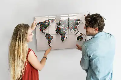 Quadro magnético para desenho estampa de mapa-múndi abstrato