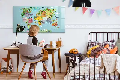 Quadro magnético para escrever mapa-múndi com animais