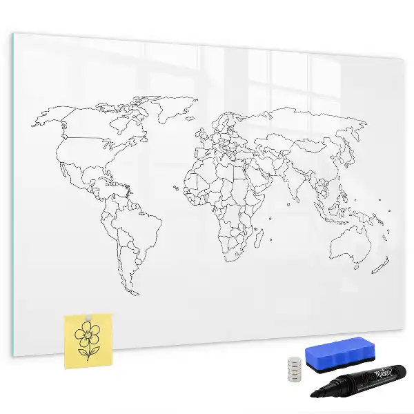 Quadro magnético para desenho contorno de mapa-múndi