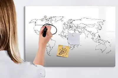 Quadro magnético para desenho contorno de mapa-múndi