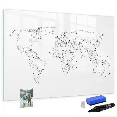 Quadro magnético para desenho contorno de mapa-múndi