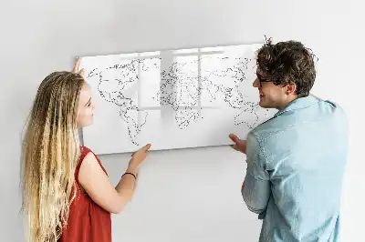 Quadro magnético para desenho contorno de mapa-múndi