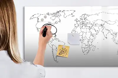 Quadro magnético para desenho contorno de mapa-múndi