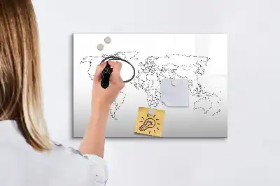 Quadro magnético para desenho contorno de mapa-múndi