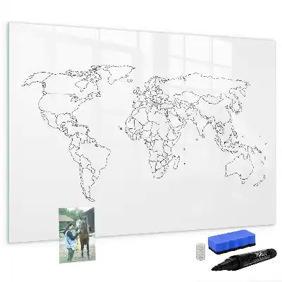 Quadro magnético para desenho contorno de mapa-múndi