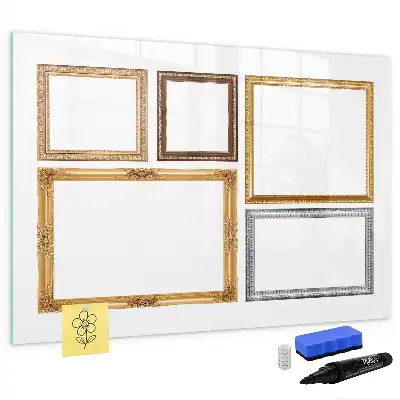 Quadro magnético para escrever com moldura dourada