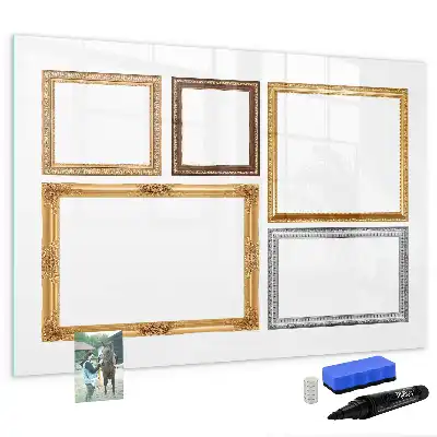 Quadro magnético para escrever com moldura dourada