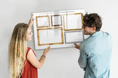 Quadro magnético para escrever com moldura dourada