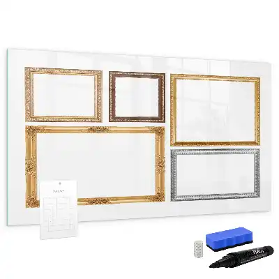 Quadro magnético para escrever com moldura dourada