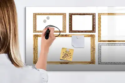 Quadro magnético para escrever com moldura dourada