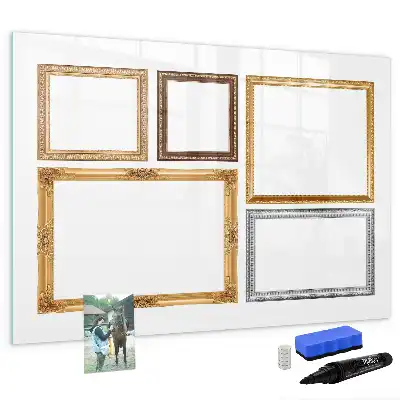 Quadro magnético para escrever com moldura dourada