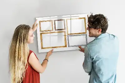 Quadro magnético para escrever com moldura dourada