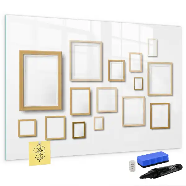 Quadro magnético para escrever com molduras de madeira