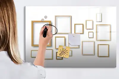Quadro magnético para escrever com molduras de madeira