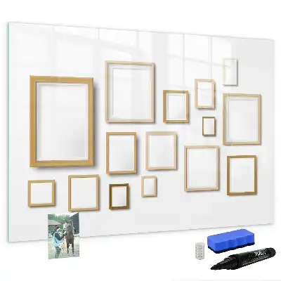 Quadro magnético para escrever com molduras de madeira