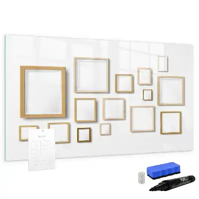 Quadro magnético para escrever com molduras de madeira