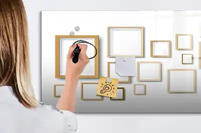 Quadro magnético para escrever com molduras de madeira