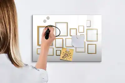 Quadro magnético para escrever com molduras de madeira