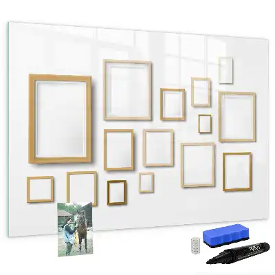 Quadro magnético para escrever com molduras de madeira