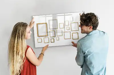 Quadro magnético para escrever com molduras de madeira
