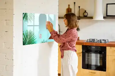 Quadro magnético para desenhar com estampa de folhas de palmeira