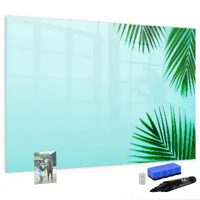 Quadro magnético para escrever estampa de folhas exóticas