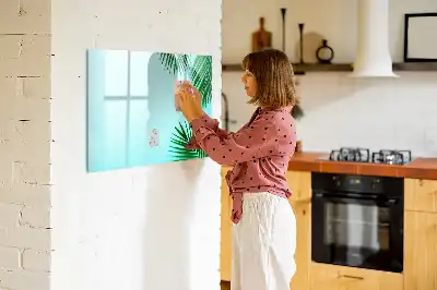 Quadro magnético para escrever estampa de folhas exóticas