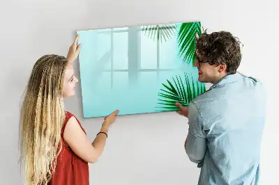 Quadro magnético para escrever estampa de folhas exóticas