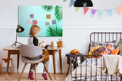 Quadro magnético para escrever estampa de folhas exóticas