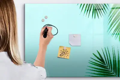 Quadro magnético para escrever estampa de folhas exóticas