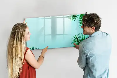 Quadro magnético para escrever estampa de folhas exóticas