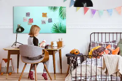 Quadro magnético para escrever estampa de folhas exóticas