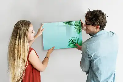 Quadro magnético para escrever estampa de folhas exóticas