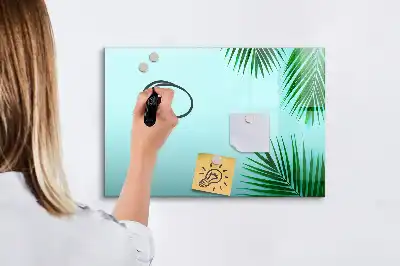 Quadro magnético para escrever estampa de folhas exóticas