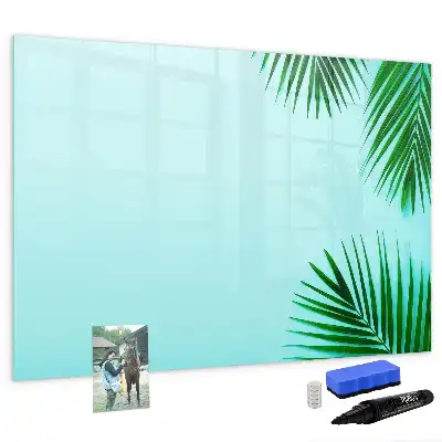 Quadro magnético para escrever estampa de folhas exóticas