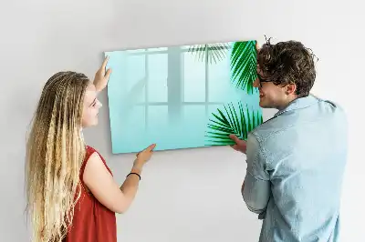 Quadro magnético para escrever estampa de folhas exóticas