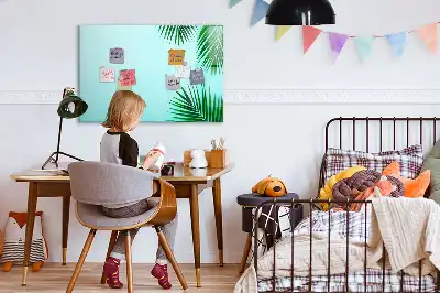 Quadro magnético para escrever estampa de folhas exóticas