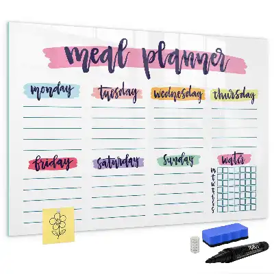 Quadro magnético para escrever modelo para menu semanal