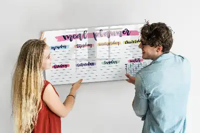 Quadro magnético para escrever modelo para menu semanal