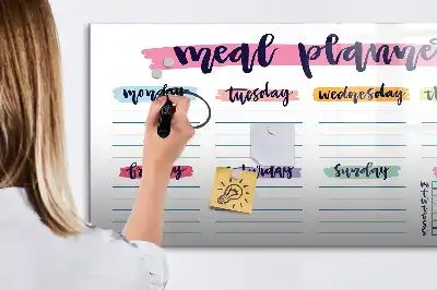Quadro magnético para escrever modelo para menu semanal