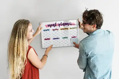 Quadro magnético para escrever modelo para menu semanal